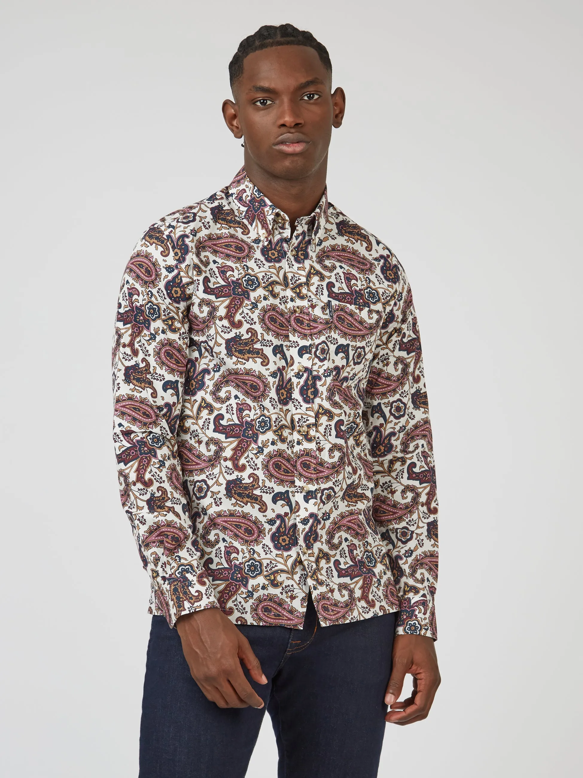 Eastern Paisley Print Long-Sleeve Shirt - Grape sold by Ben Sherman product image thumbnail 5