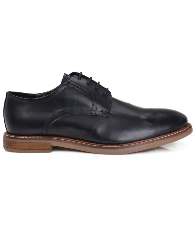 Birk Plain-Toe Leather Derby - Black sold by Ben Sherman