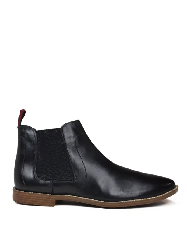Gaston Chelsea Boot with Elastic Gore - Black sold by Ben Sherman