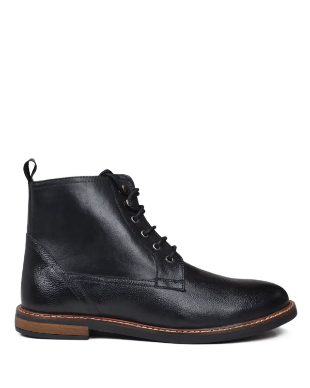 Birk Plain-Toe Leather Lace-up Boot - Black sold by Ben Sherman