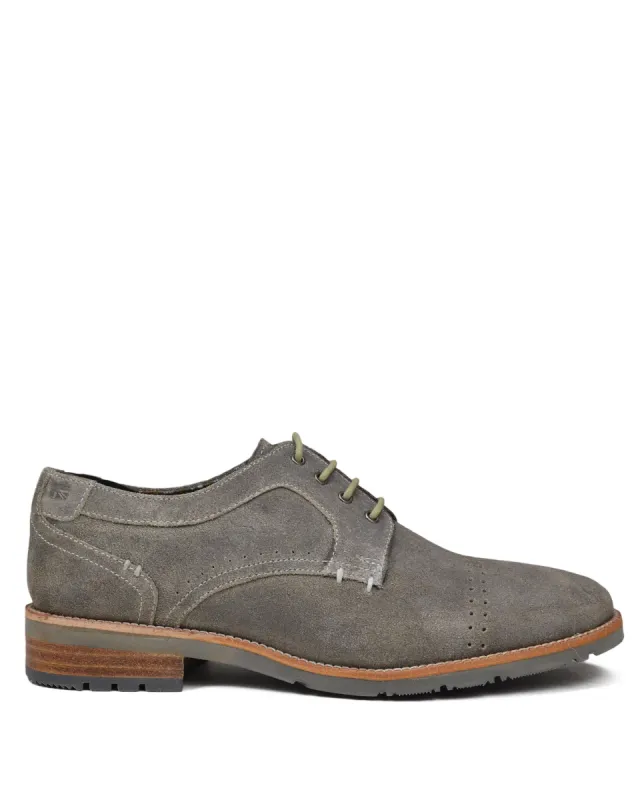 Rugged Distressed Oiled-Leather Derby - Grey sold by Ben Sherman