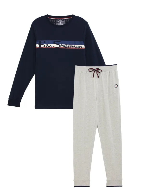Men's Long-Sleeve Tee & Jogger Lounge Set - Navy sold by Ben Sherman