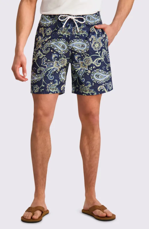 Paisley Print Swim Trunks - Navy sold by Ben Sherman