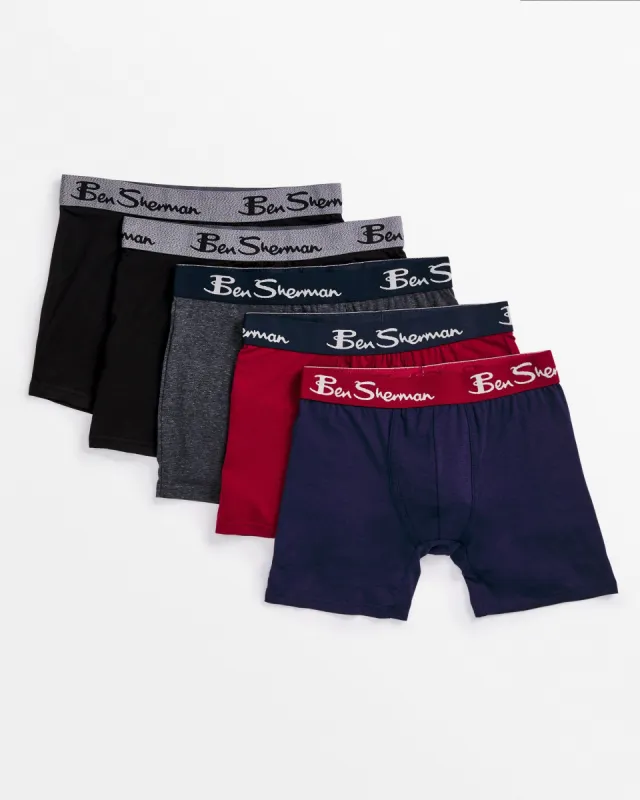 Men's 5-Pack No-Fly Cotton Stretch Boxer Briefs - Red Multi sold by Ben Sherman