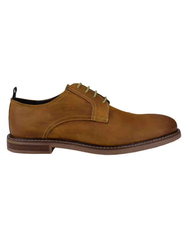 Brent Plain-Toe Leather Derby Shoe - Tan sold by Ben Sherman