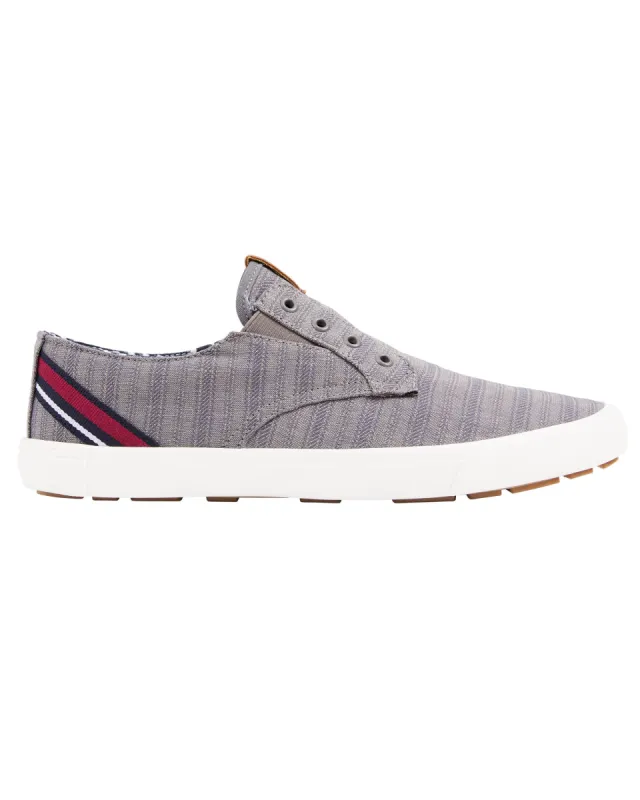 Pete Laceless Linen Sneaker - Navy Stripe sold by Ben Sherman