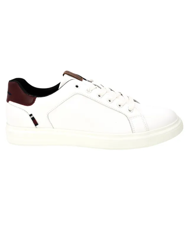 Ollie Vegan Leather Trainer - White/Red sold by Ben Sherman