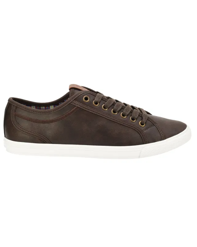Chandler Lo Vegan Leather Sneaker - Dark Brown sold by Ben Sherman