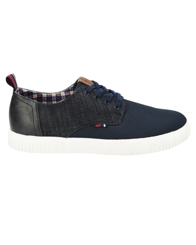 Marcus Mixed-Media Sneaker - Navy sold by Ben Sherman