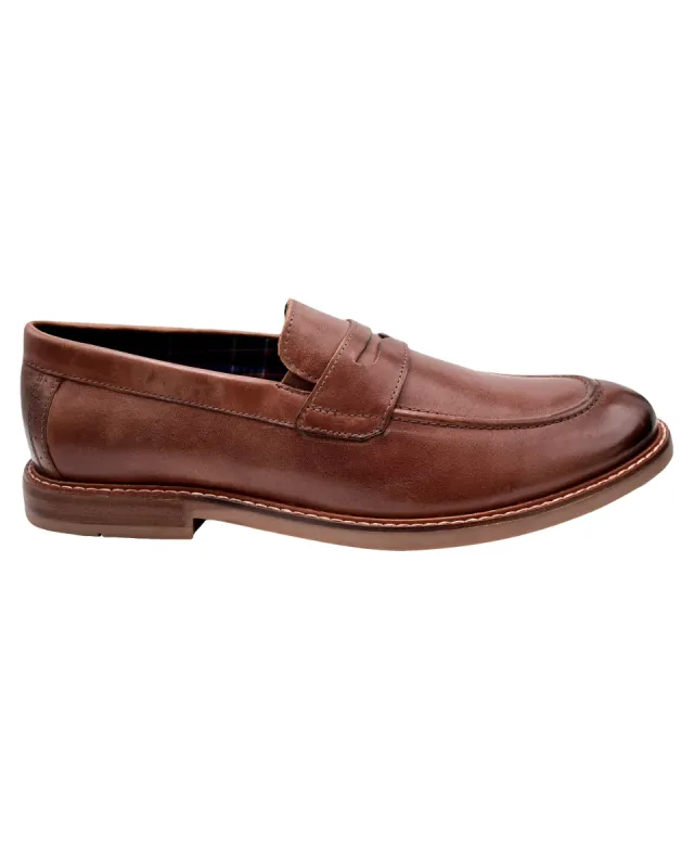 Birk Moc-Toe Leather Penny Loafer - Brown sold by Ben Sherman