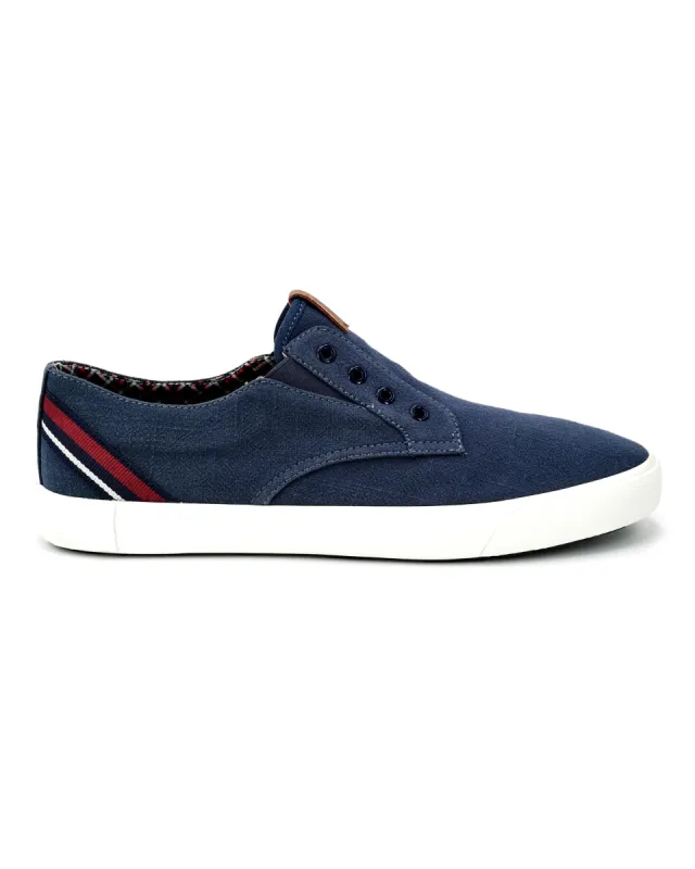Pete Laceless Linen Sneaker - Navy sold by Ben Sherman