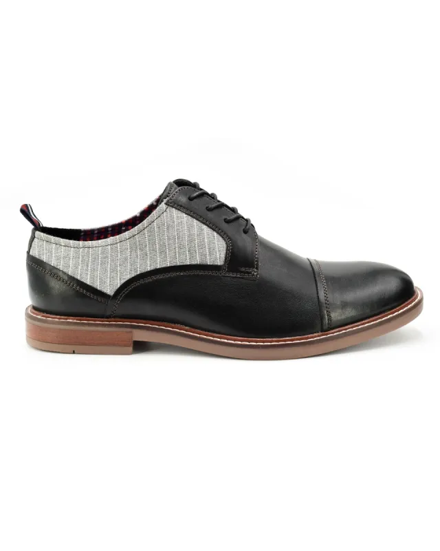 Birk Leather/Textile Cap-Toe Lace-Up Shoe - Black sold by Ben Sherman