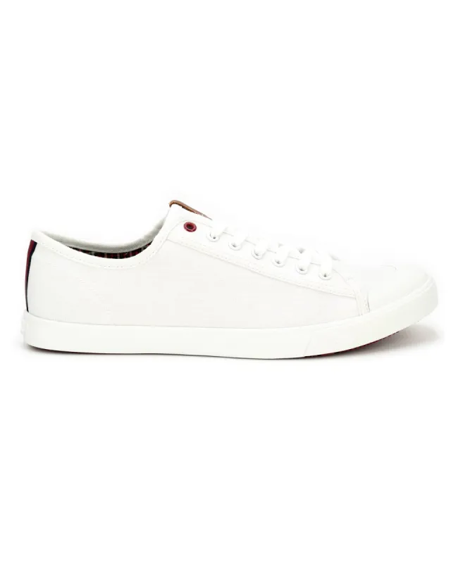 Eddie Script Rubber-Toe Lace-Up Sneaker - White sold by Ben Sherman