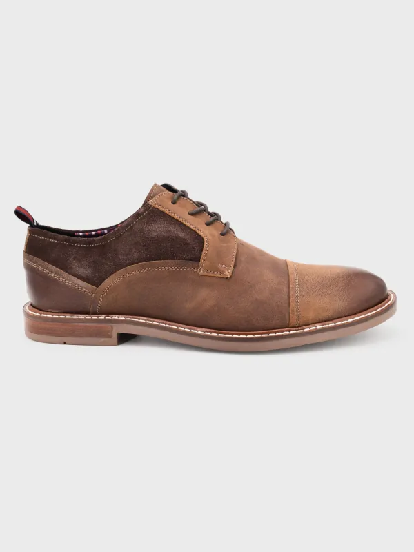 Birk Leather Cap Toe - Brown sold by Ben Sherman