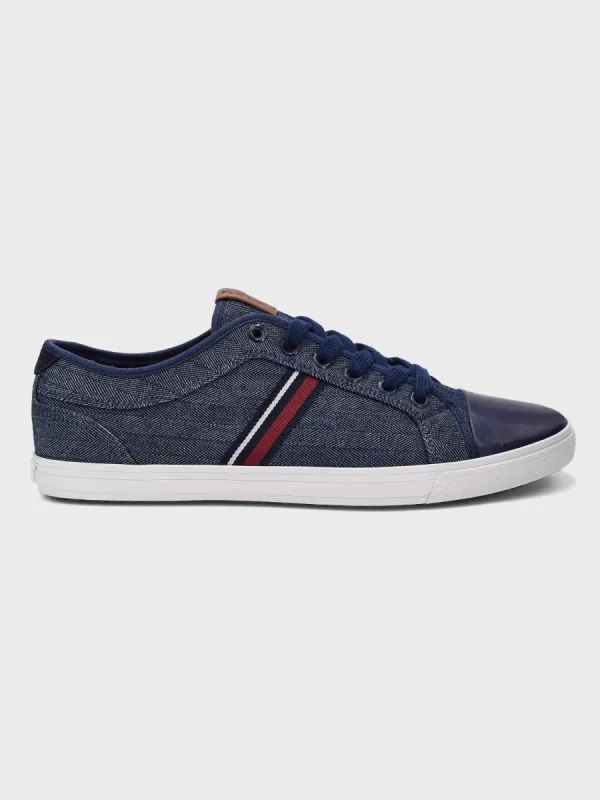 Brayson Herringbone Denim Sneaker - Navy Denim sold by Ben Sherman