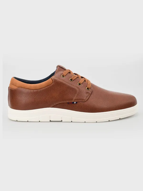 Lyle Plain Leather Lace-up Shoe - Light Brown sold by Ben Sherman