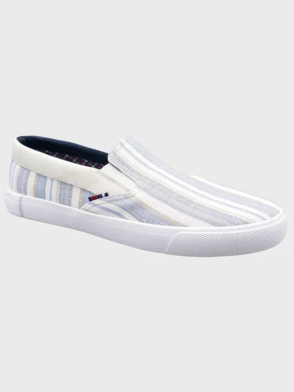 Pete Slip On Striped Textile Sneaker - Light Blue Stripe sold by Ben Sherman
