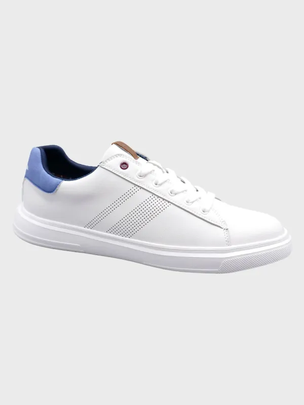 Ollie Mod Leather Trainer Sneaker - White/Blue sold by Ben Sherman