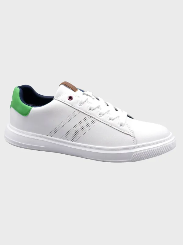 Ollie Mod Leather Trainer Sneaker - White/Green sold by Ben Sherman