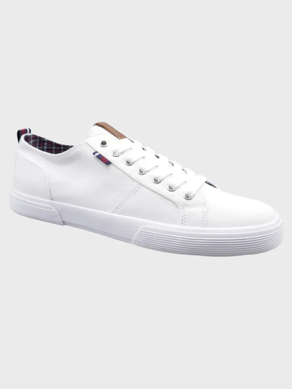 Bradford Washed Canvas Sneaker - White sold by Ben Sherman