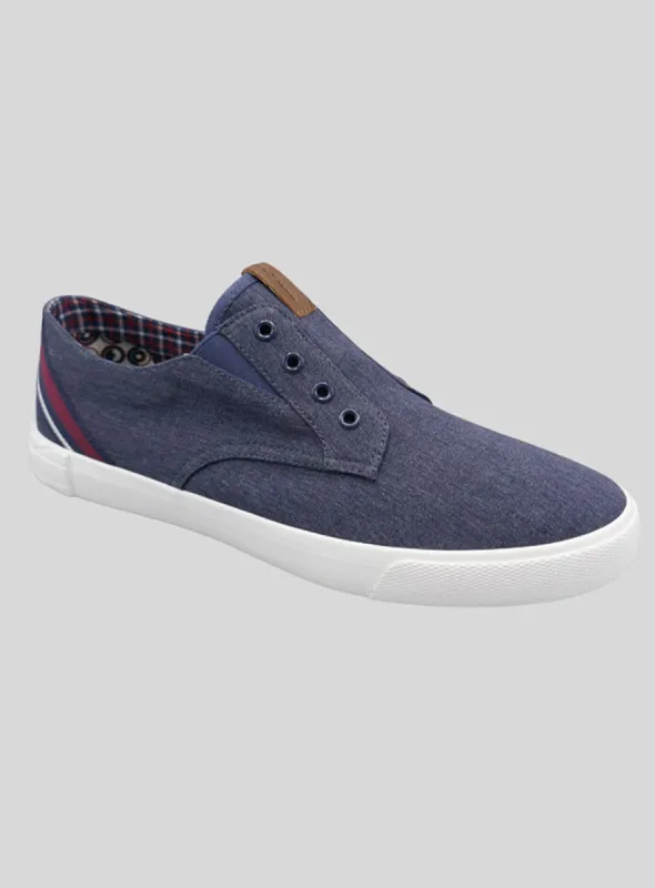 Pete Laceless Slip-on Sneaker - Navy Textile sold by Ben Sherman