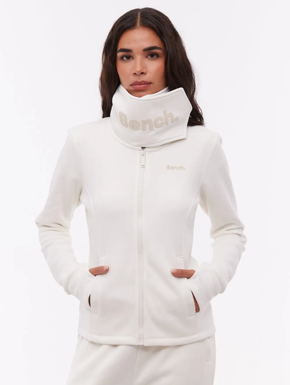 Annah Wrap Neck Zip-Up - White sold by Bench