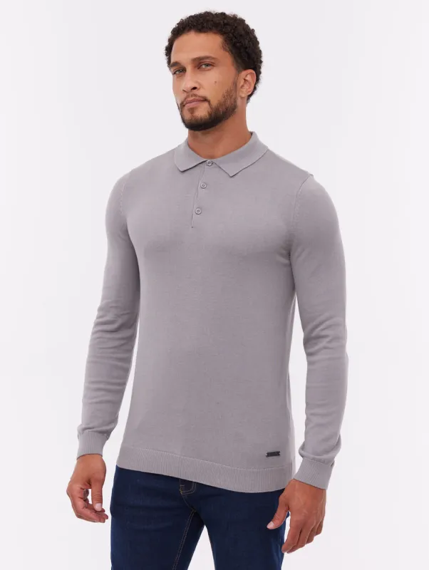 Pollos Long-Sleeve Polo Shirt - Grey made by Bench