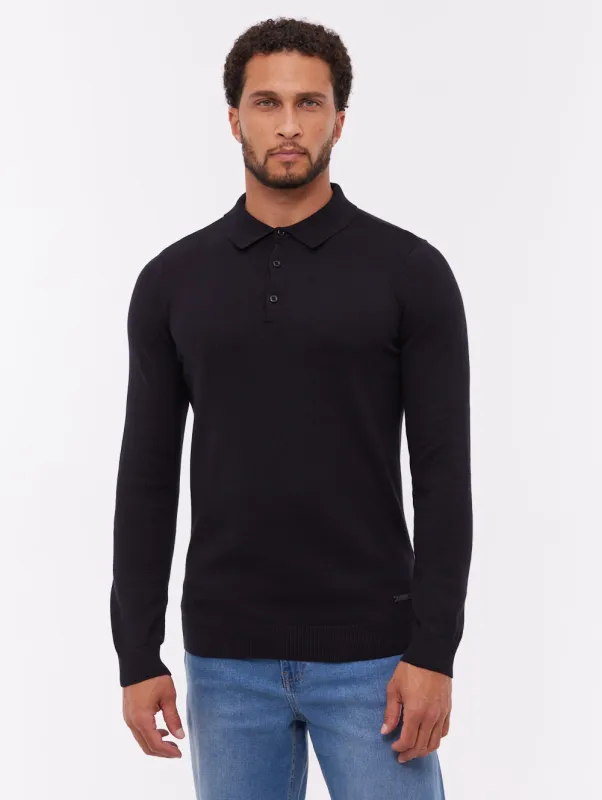 Pollos Long-Sleeve Polo Shirt - Black made by Bench