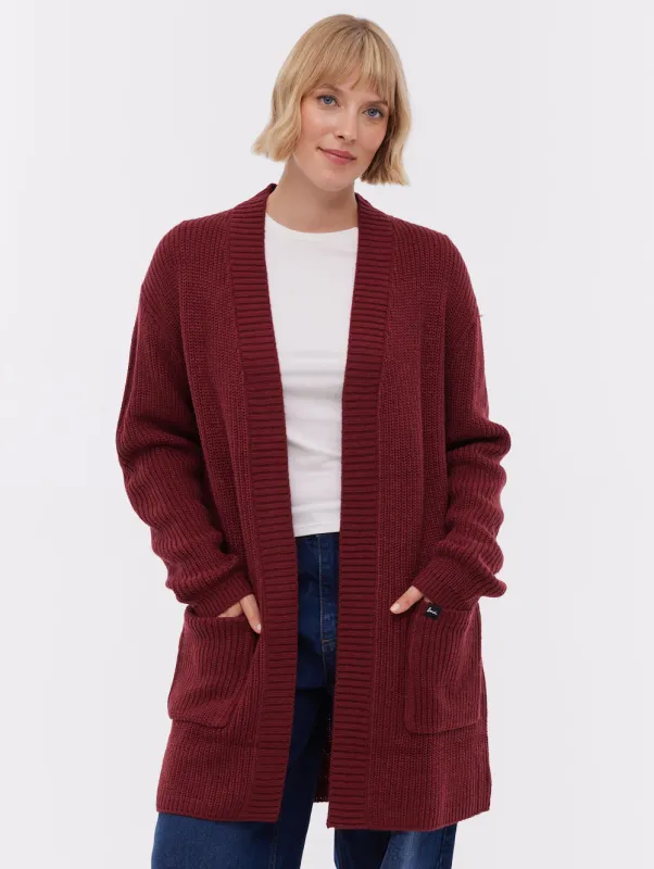 Asteria Long Cardigan Sweater - Red made by Bench