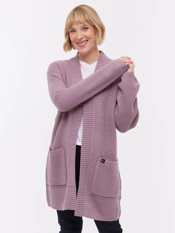 Asteria Long Cardigan Sweater - Purple made by Bench
