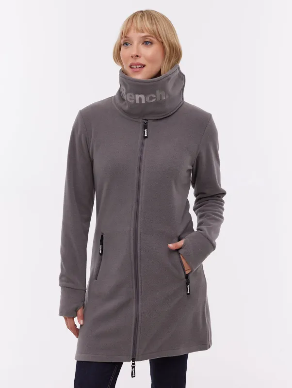 Bridgit Maxi Wrap Neck Zip-Up - Grey made by Bench