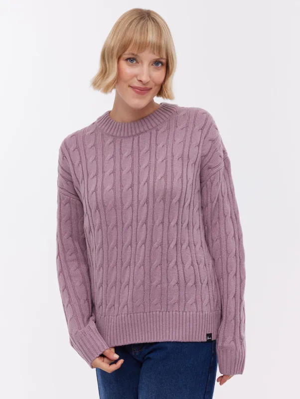 Chanice Cable Knit Sweater - Purple made by Bench