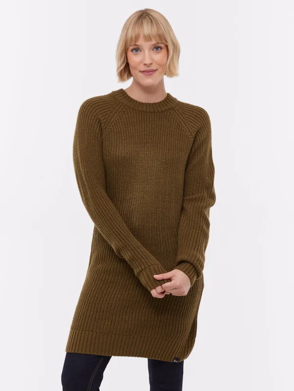 Karlie Rib Knit Sweater Dress - Green made by Bench