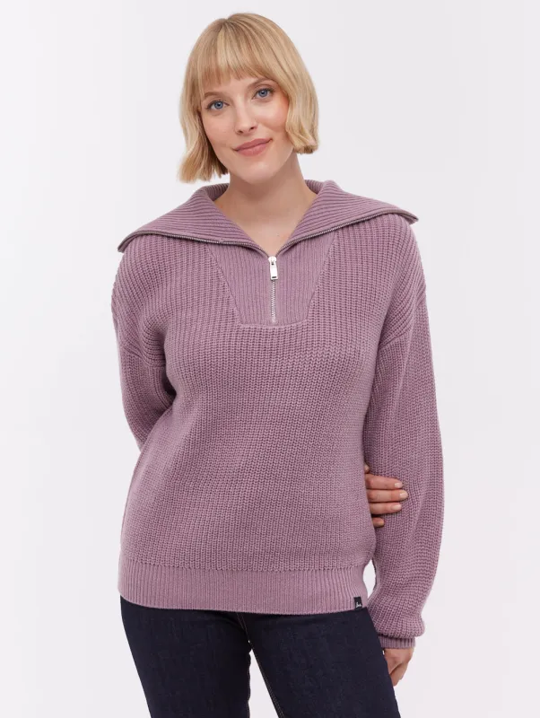 Thurynn Oversize Zippered Funnel Sweater - Purple made by Bench
