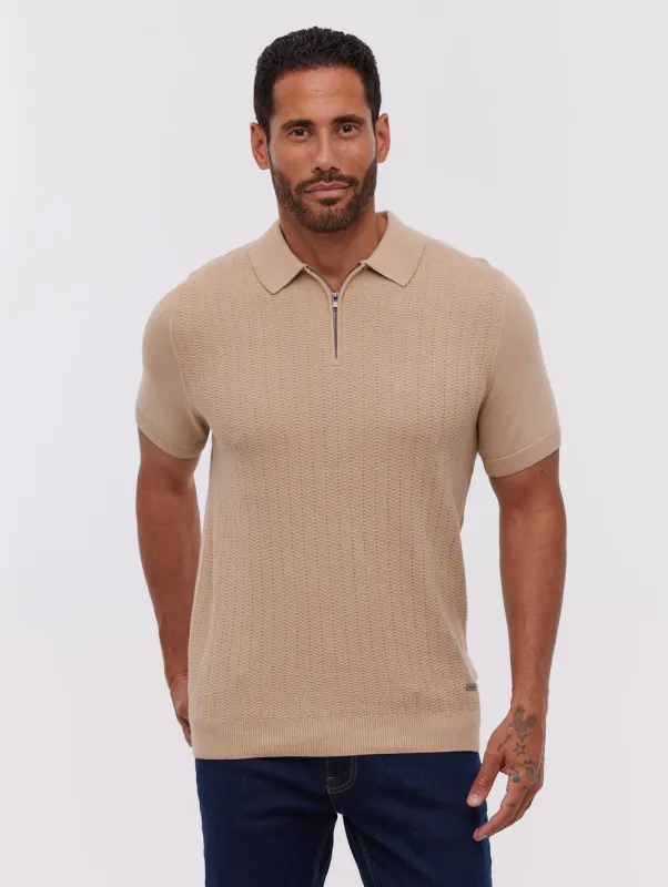 Brescia Knit Polo Shirt - Beige made by Bench