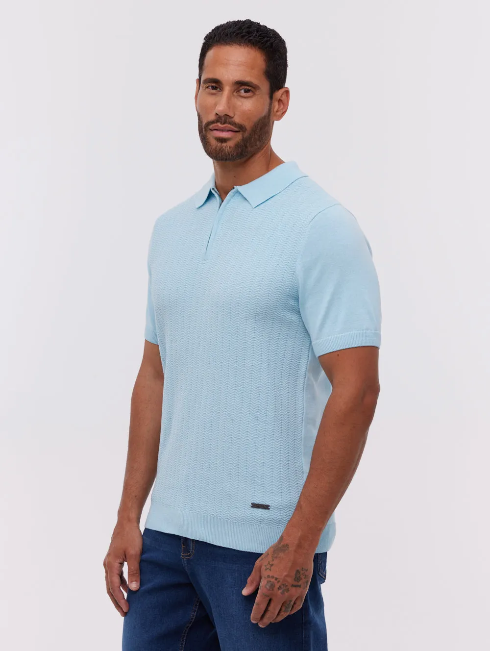 Brescia Knit Polo Shirt - Blue sold by Bench product image thumbnail 4