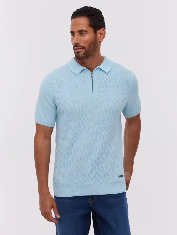 Brescia Knit Polo Shirt - Blue made by Bench