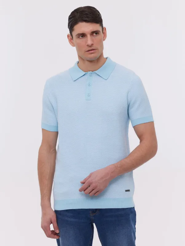 Totti Knit Polo Shirt - Blue made by Bench