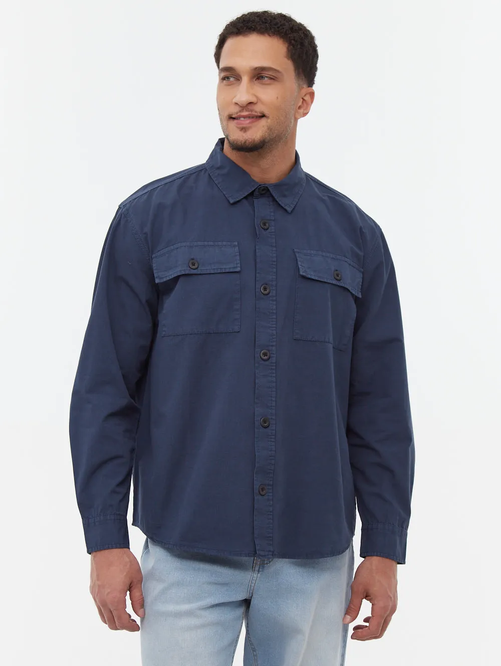 Posima Chest Pocket Long Sleeve Shirt - Blue sold by Bench