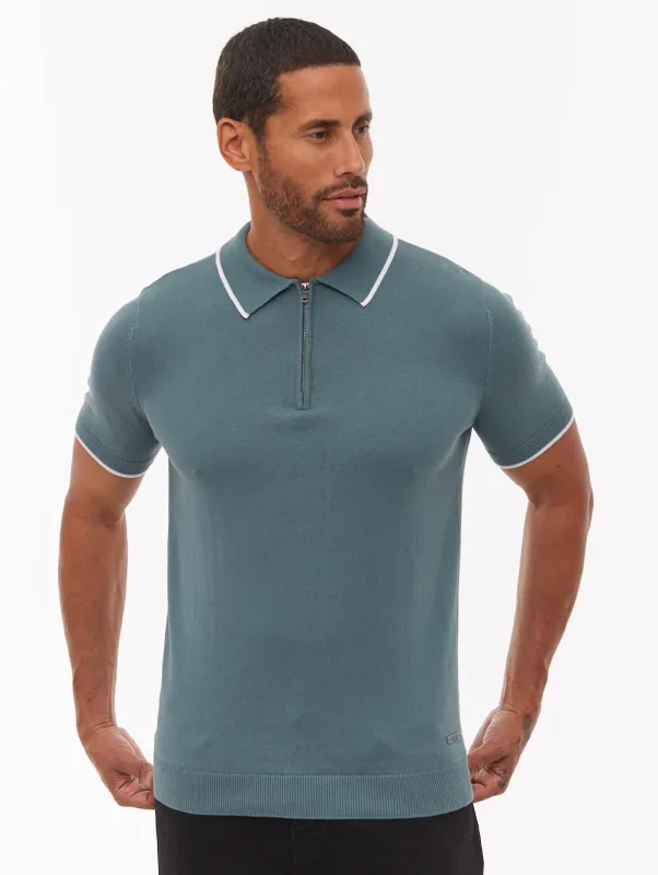Settio Knit Polo Shirt - Green made by Bench