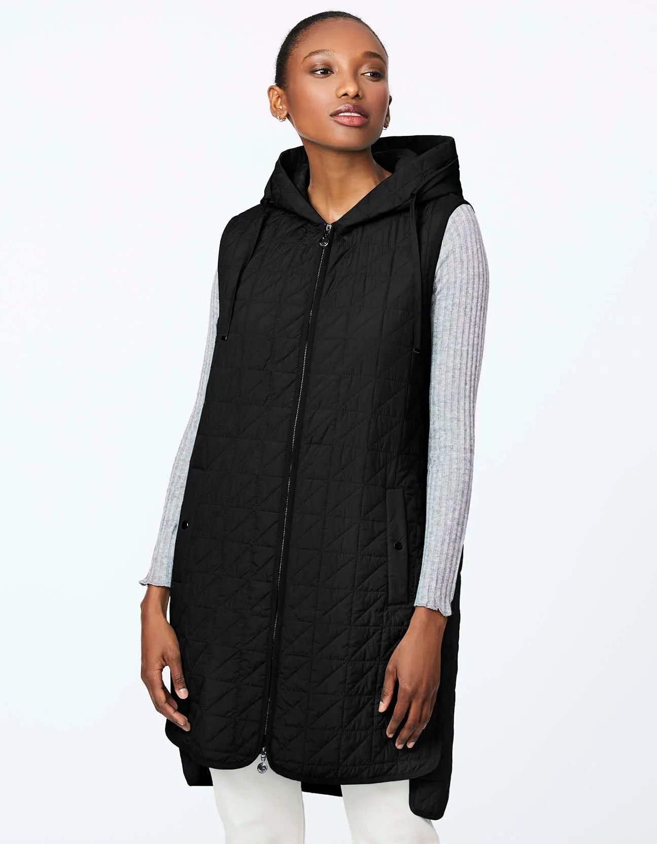 HOODED TUNIC PUFFER VEST sold by Bernardo
