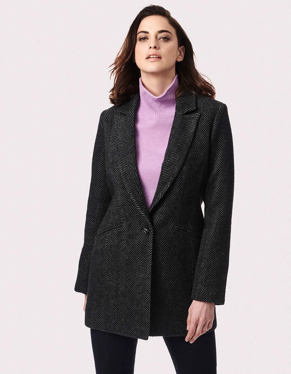 Vegan Wool Herringbone Blazer Jacket sold by Bernardo