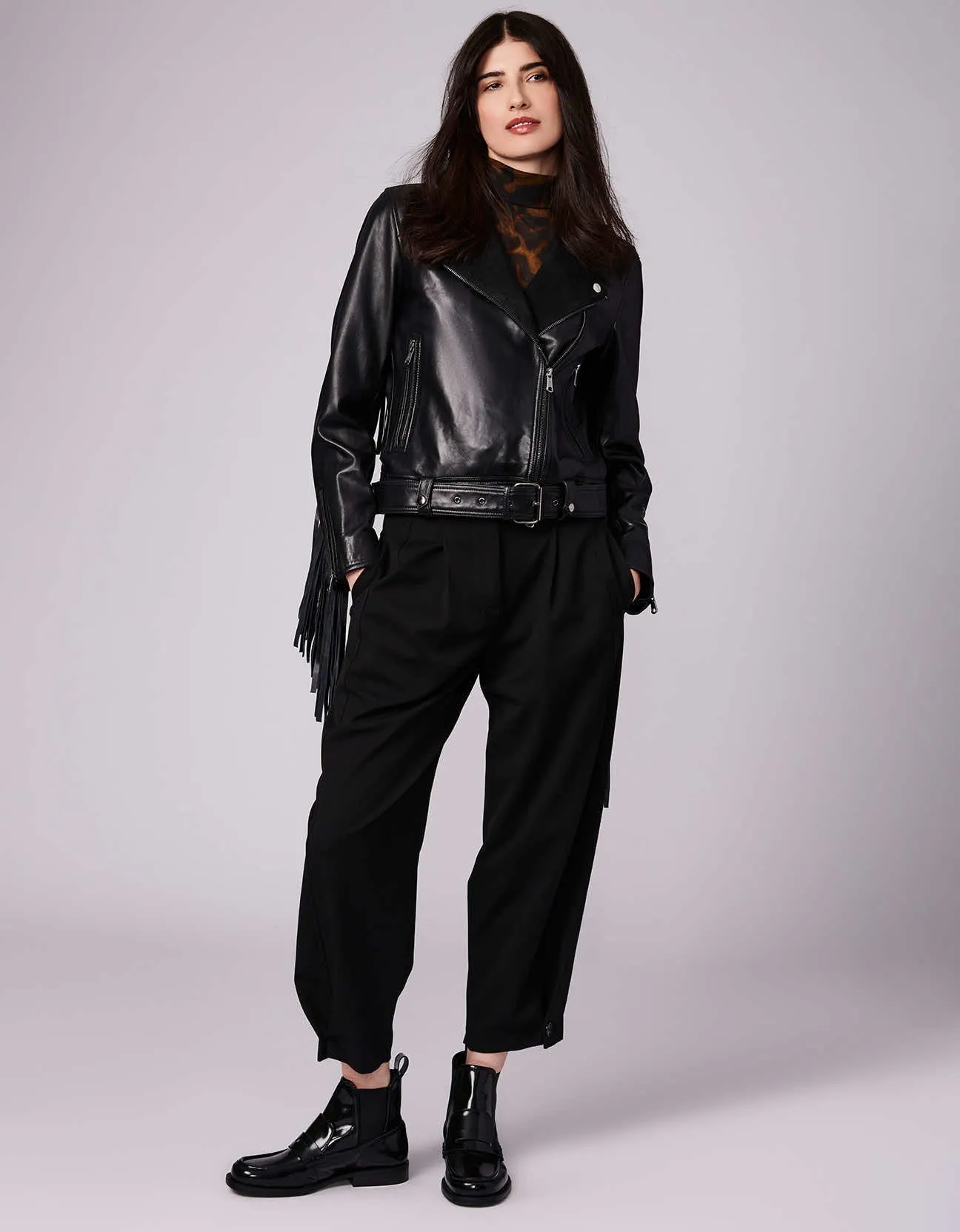 Extended Fringe Leather Moto Jacket sold by Bernardo product image thumbnail 2