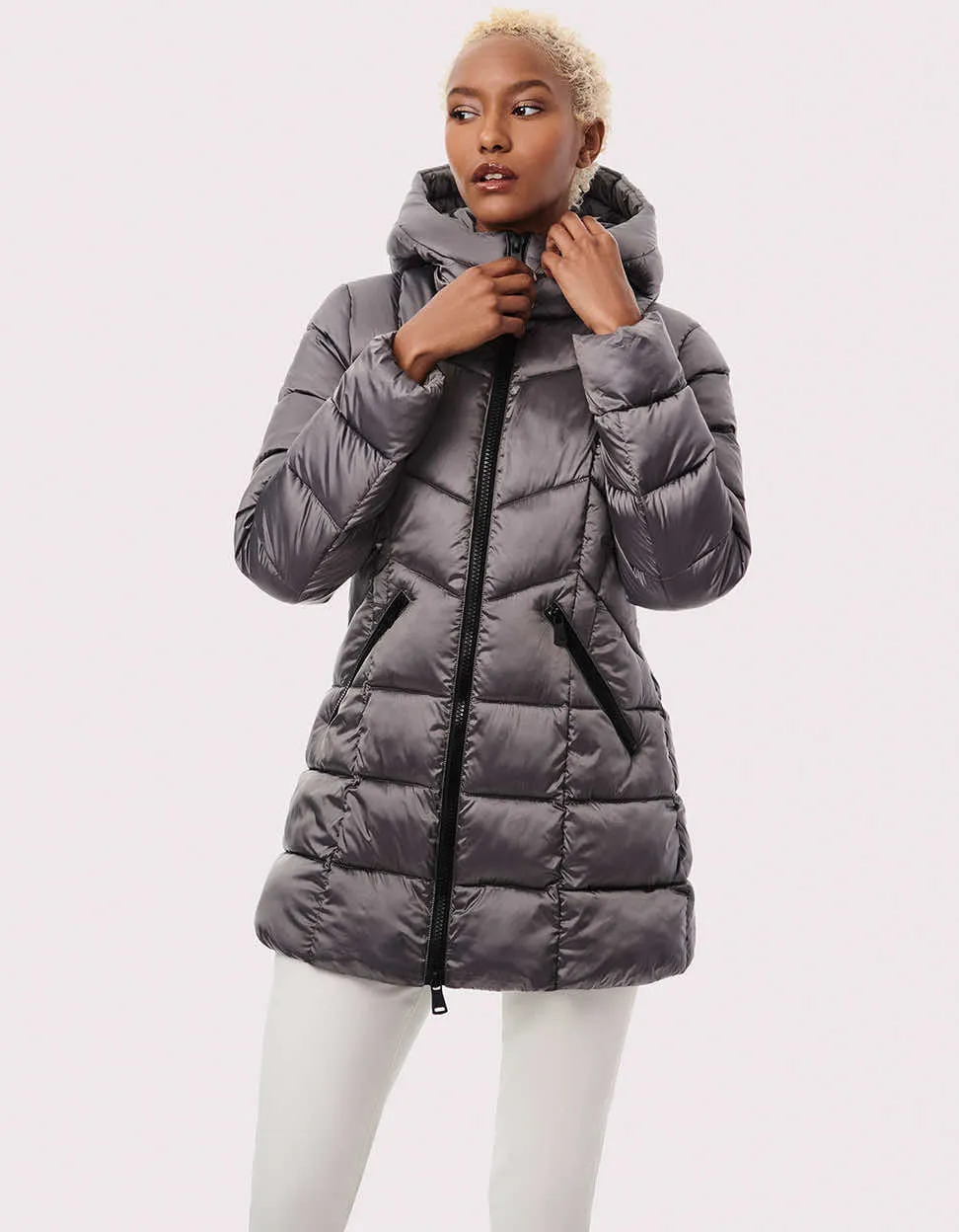 Metallic Fab Funnel Quilted Puffer Jacket sold by Bernardo product image thumbnail 2