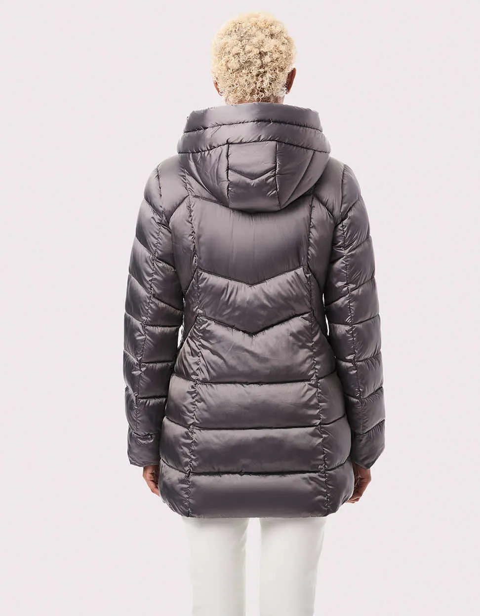 Metallic Fab Funnel Quilted Puffer Jacket sold by Bernardo product image thumbnail 4