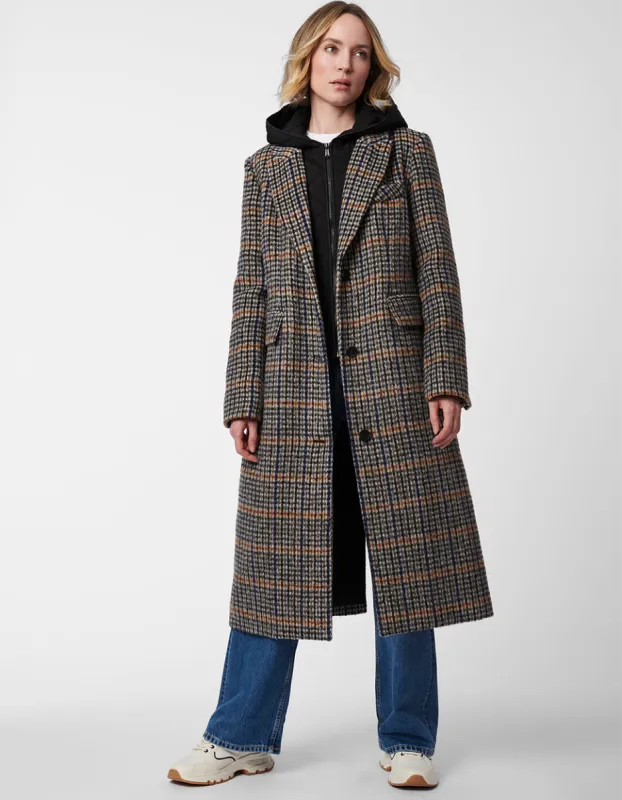 Gotham Plaid Long Wool Coat sold by Bernardo