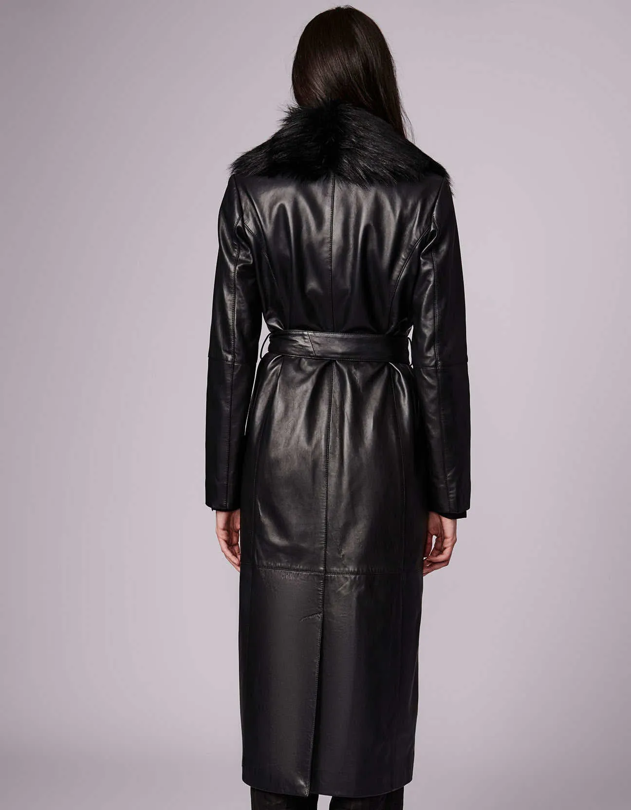 RSVP Leather Faux Fur Long Coat sold by Bernardo product image thumbnail 4