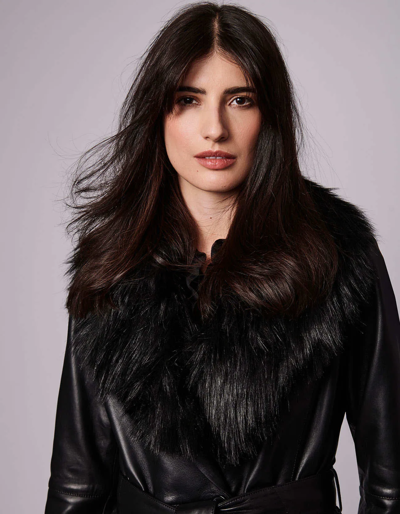 RSVP Leather Faux Fur Long Coat sold by Bernardo product image thumbnail 2