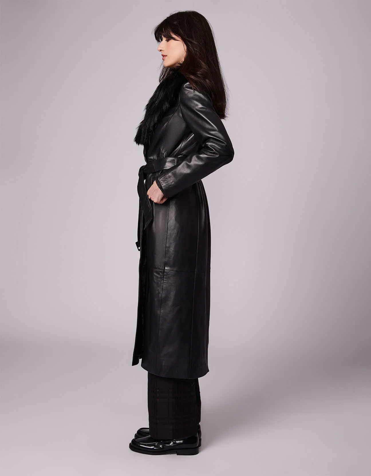 RSVP Leather Faux Fur Long Coat sold by Bernardo product image thumbnail 3
