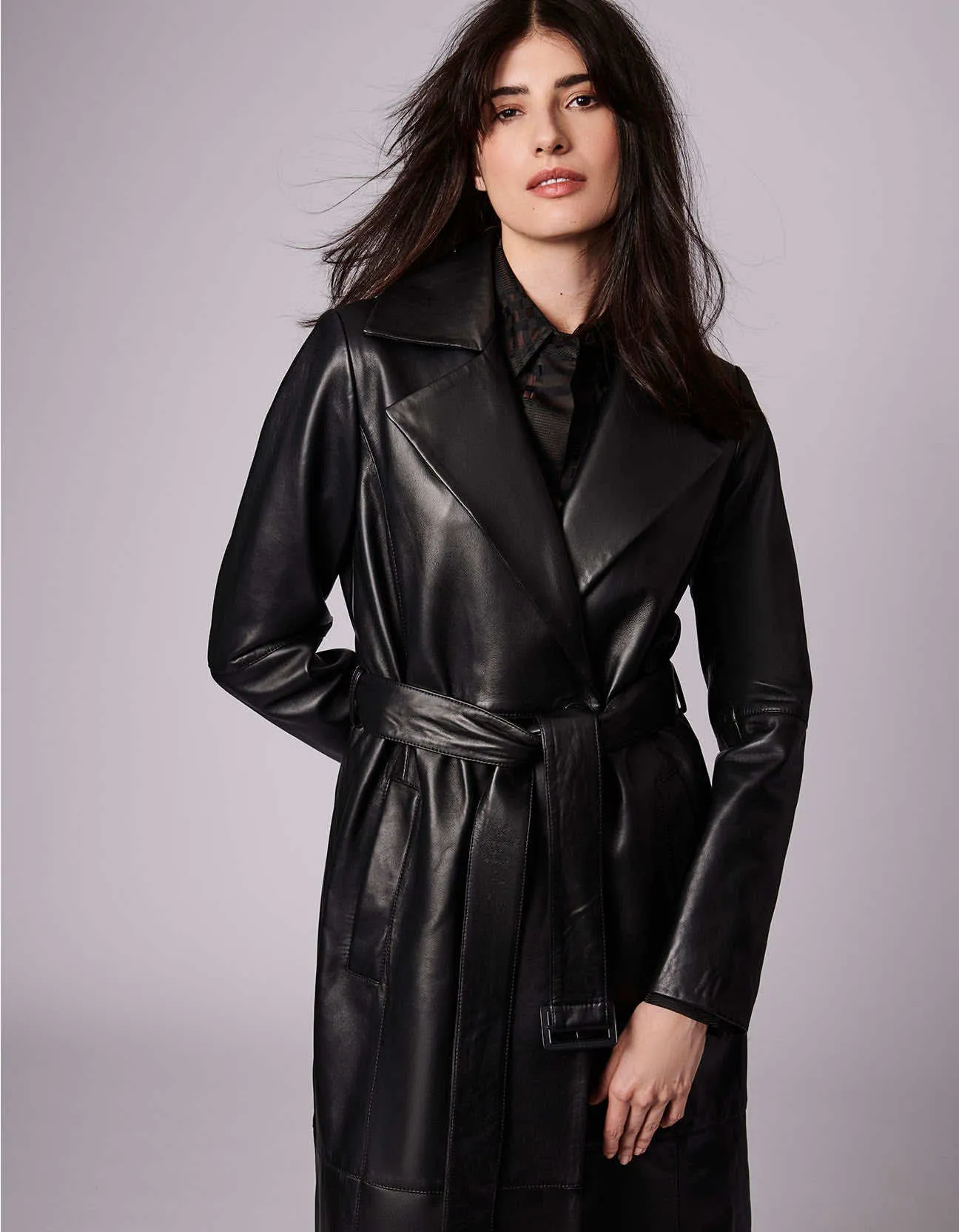 RSVP Leather Faux Fur Long Coat sold by Bernardo product image thumbnail 5